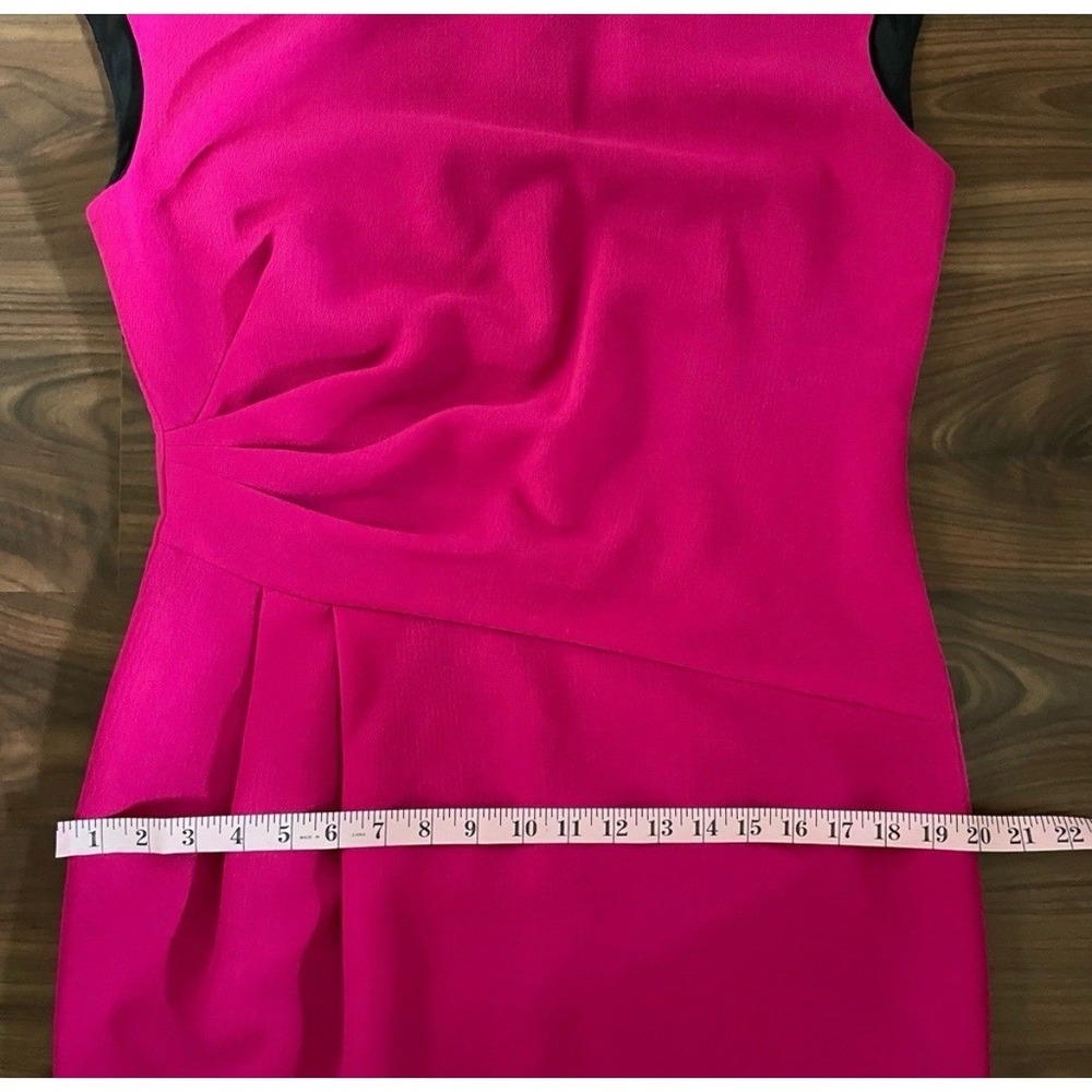 Lafayette 148 New York Fuchsia Pink Ruched Sheath Dress Size 12 Sleeveless Crepe - Picture 6 of 7